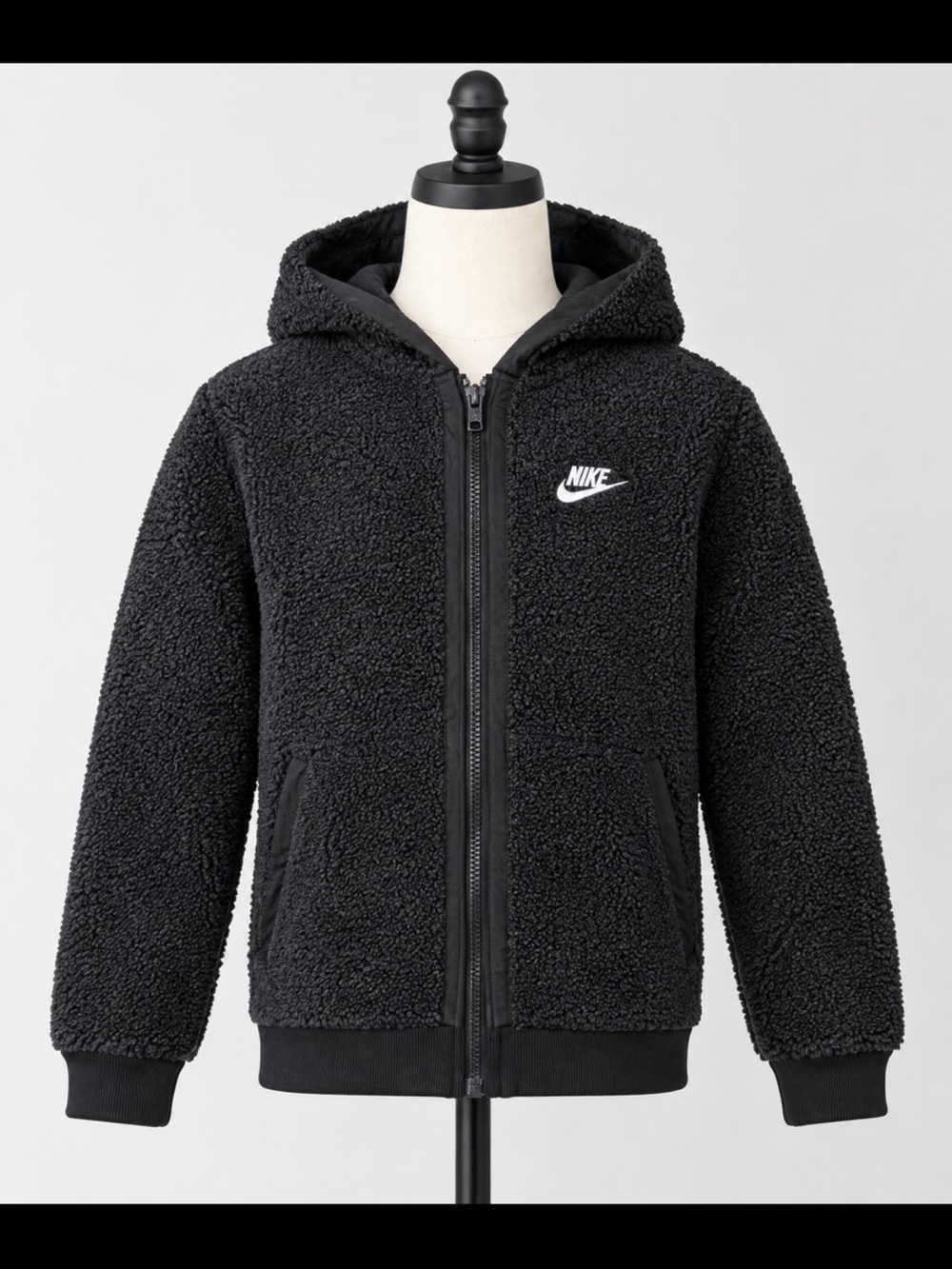 Nike Kids' Black Sherpa Zip-Up Hoodie